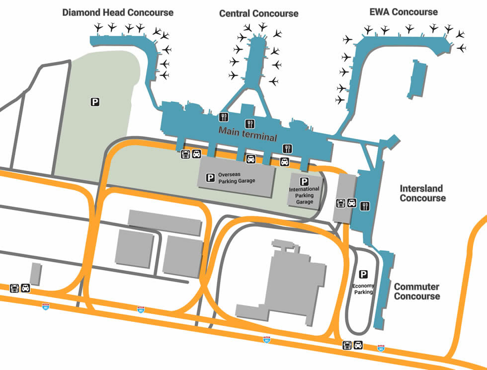 Honolulu International Airport Terminal Map Tourist Map Of English